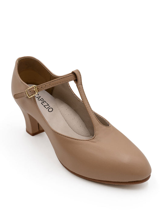Capezio Jr Footlight Adult T-Strap Character Shoe 750 - Caramel