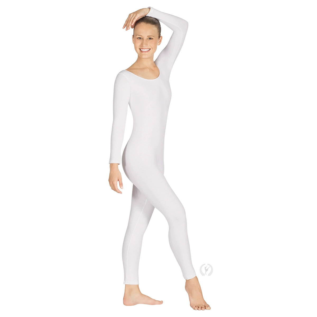Eurotard Adult Cotton Lycra® Long Sleeve Unitard - White