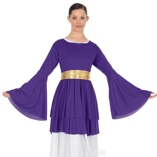 Eurotard Womens Humble Servant Polyester Bell Sleeve Peplum Praise Top