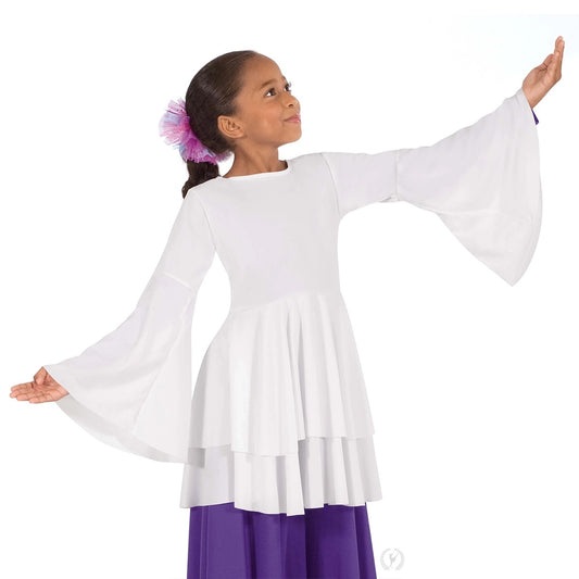 Eurotard Girls Humble Servant Polyester Bell Sleeve Peplum Praise Top